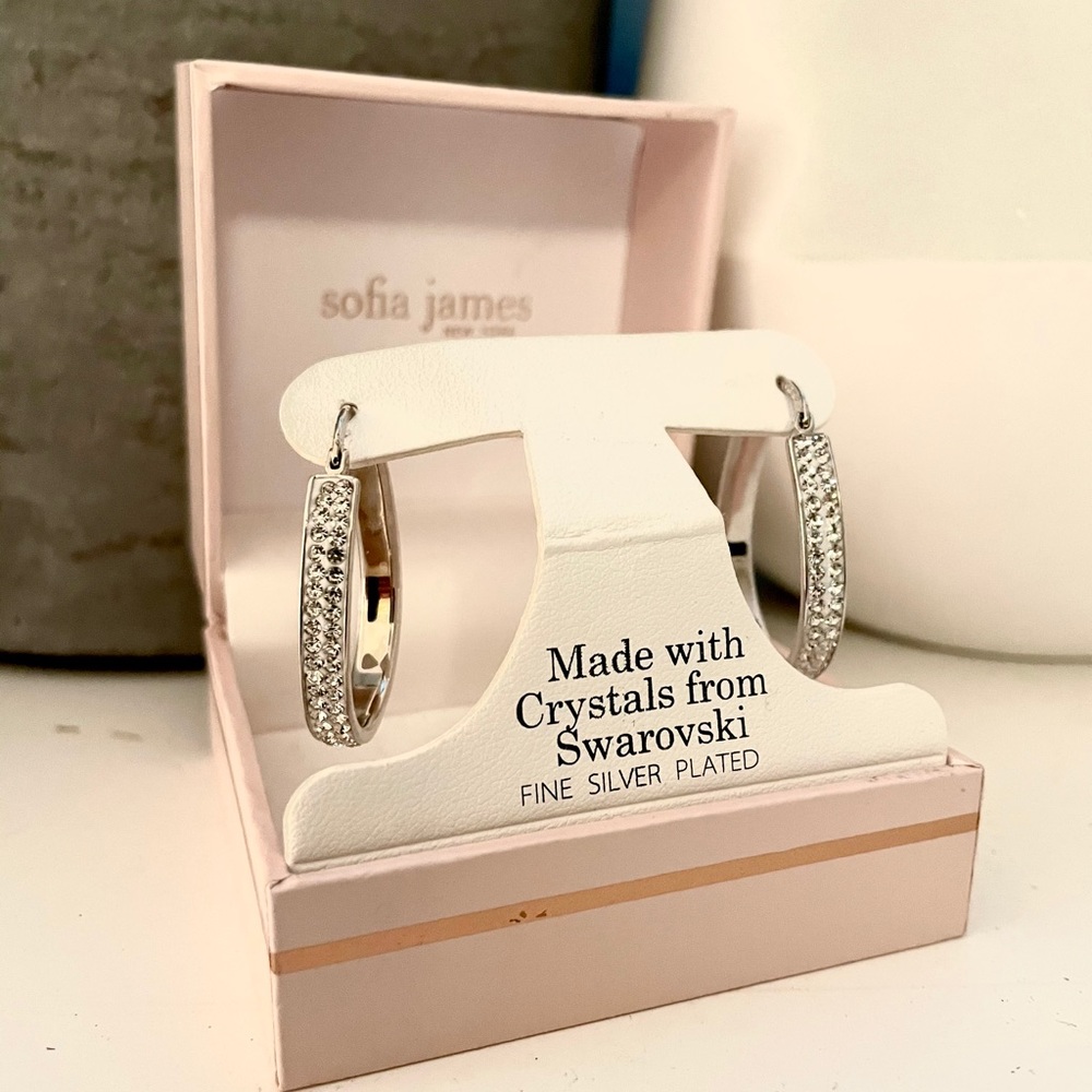 Sofia James NY Swarovski Crystal Hoop Earrings